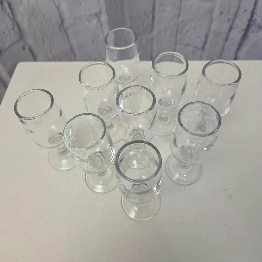 Vintage Clear Rummers Cordial Glasses Set of 9